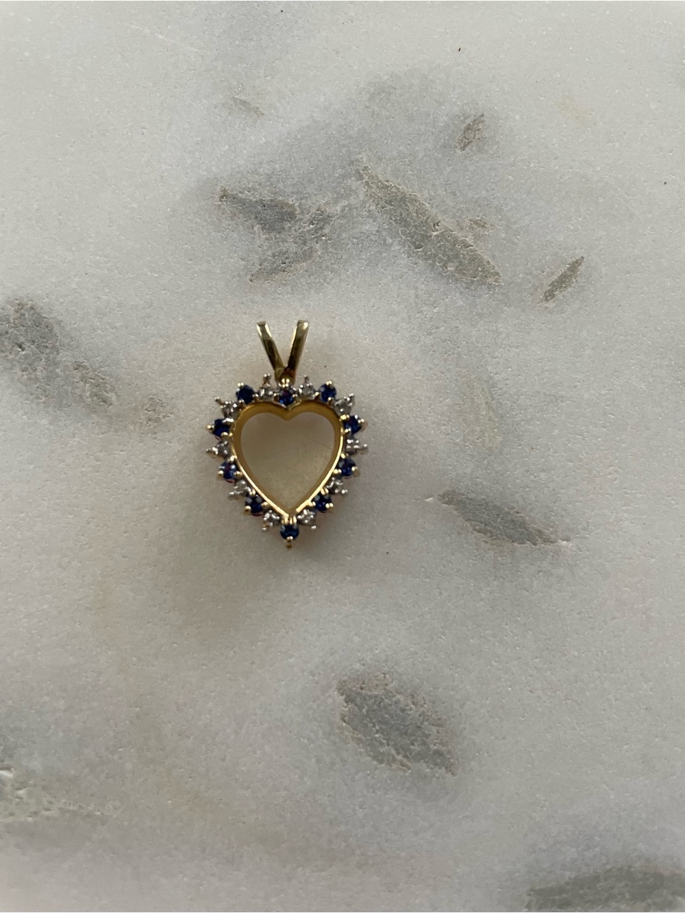 JTV Reversible Heart Pendant - Pink & Blue Sapphire Gold-Tone Halo - Picture 2 of 5